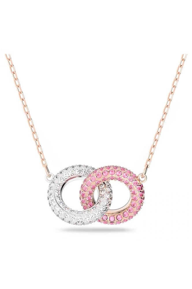 Swarovski Swarovski Stone Necklace Intertwined Circles, Pink, Rose Gold Tone 5642884